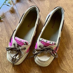 Speedy Top Sider Children Girls Pink Animal Print slip On Shoes kids size 4